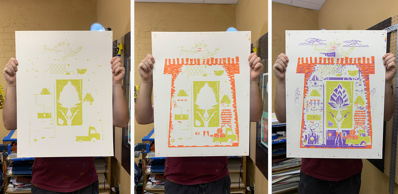 Timeline of how the poster came together alt tag