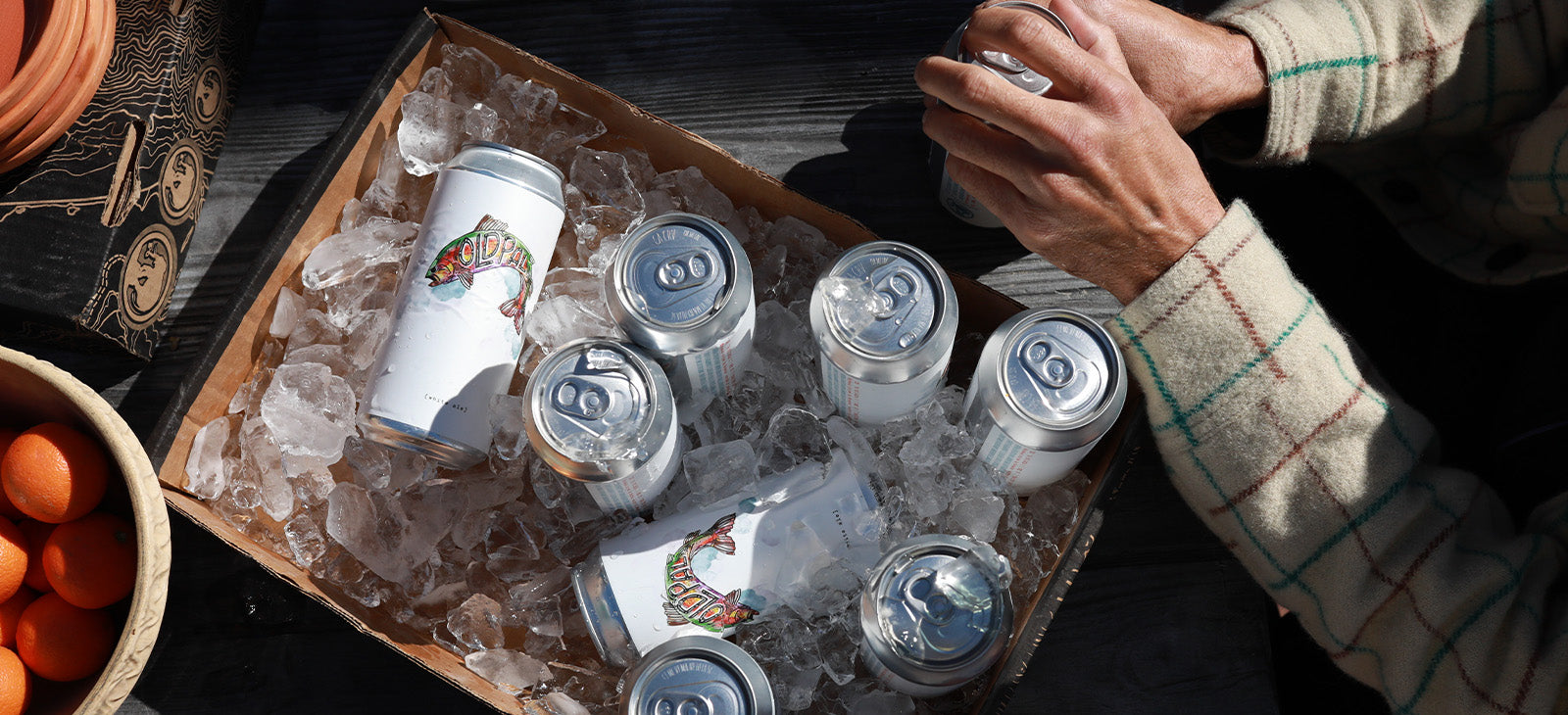 Cans of beer in ice