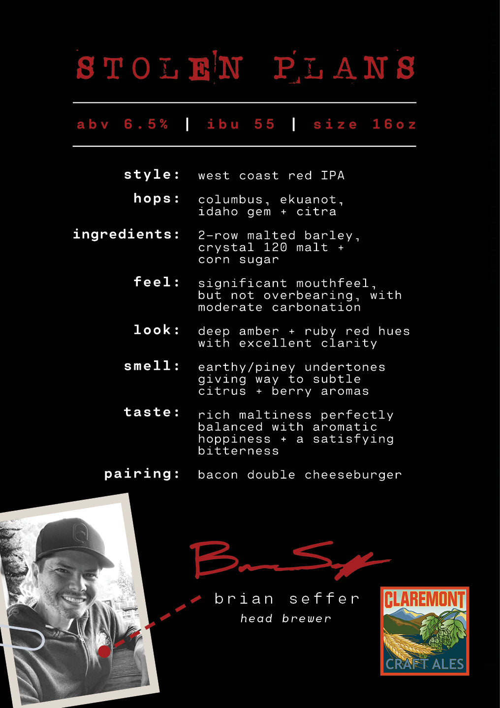 Stolen Plans by Claremont Craft Ales from Claremont, CA