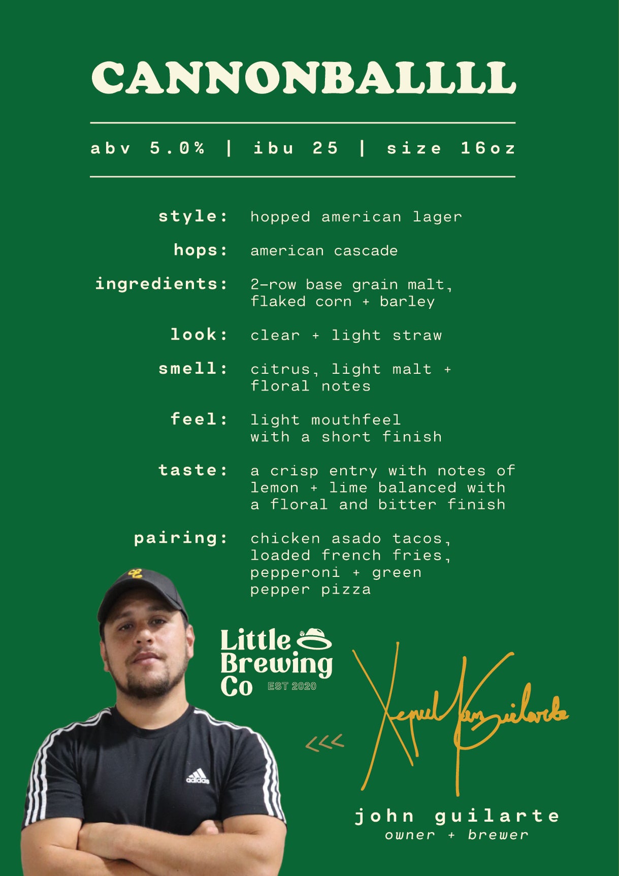 CANNONBALLLL American lager from Little Brewing Co.