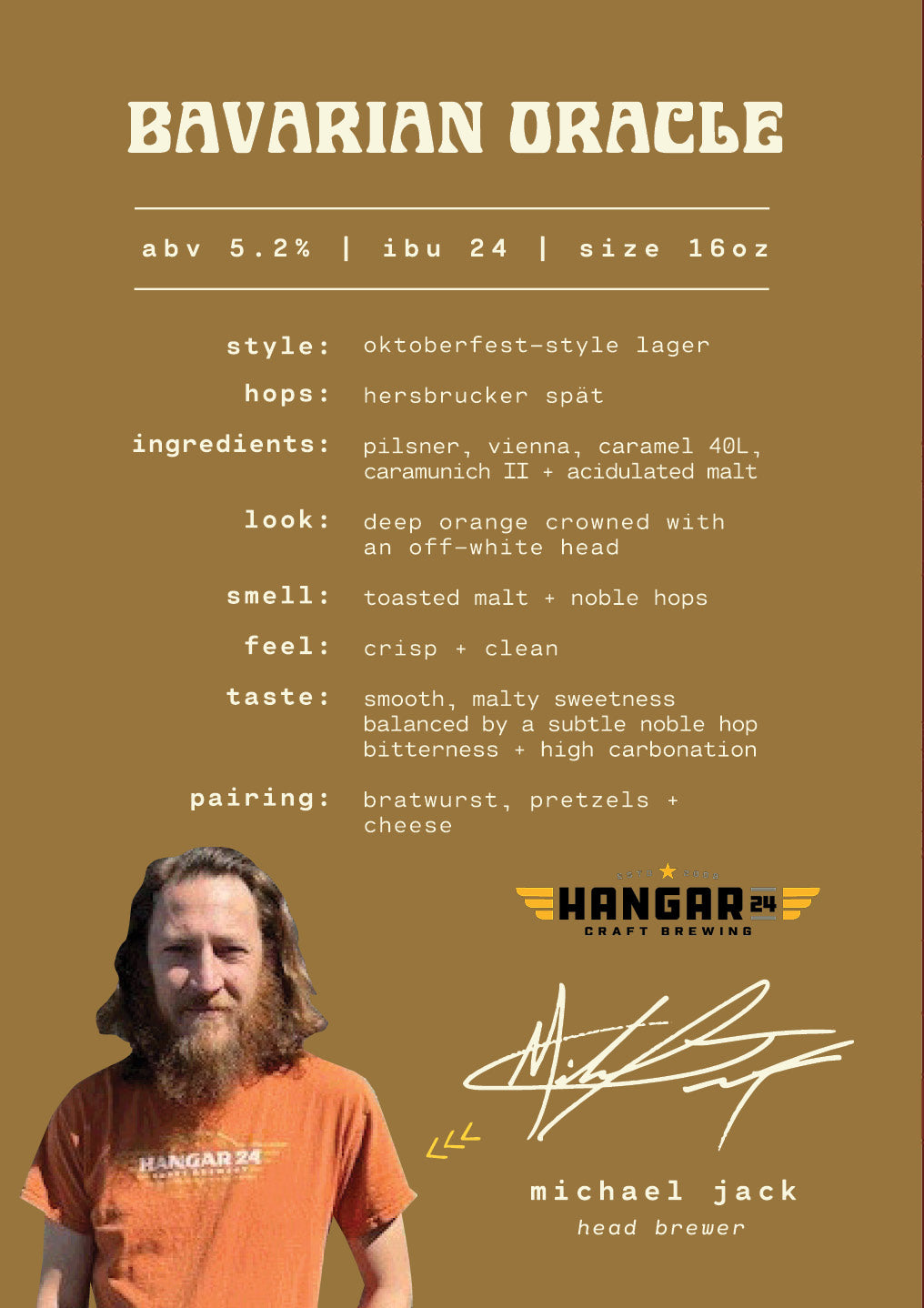 Bavarian Oracle an Oktoberfest-style lager by Hangar 24